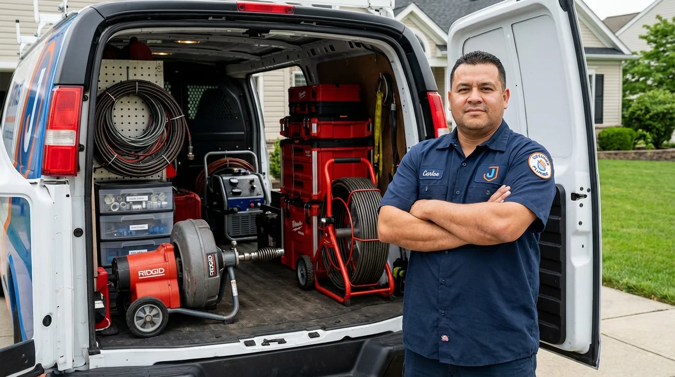 Professional drain cleaning equipment and Johns Plumbing LLC plumber in Newell