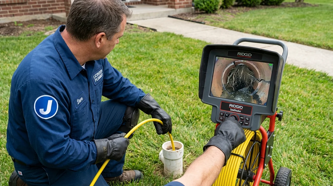 Sewer camera inspection being performed by Johns Plumbing LLC in Newell